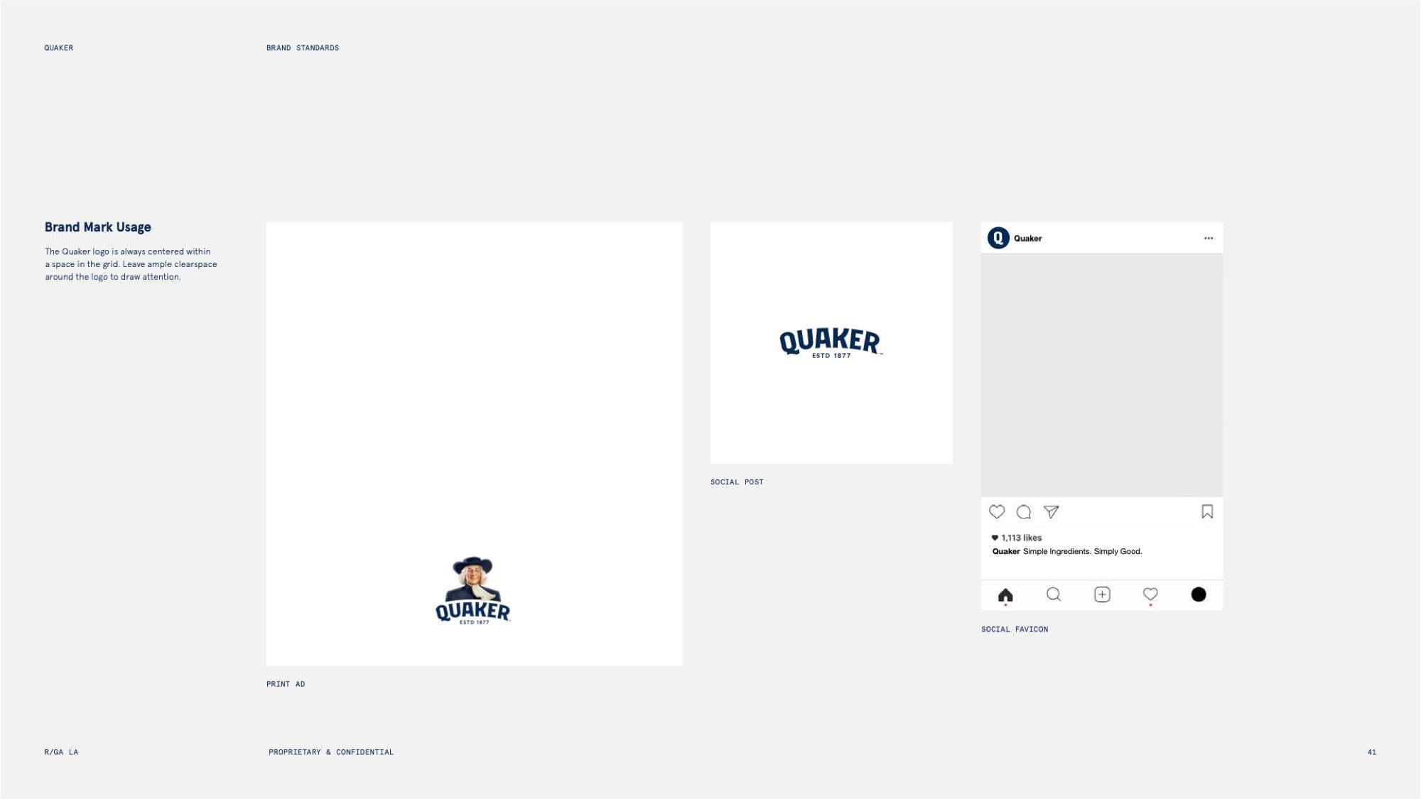 Quaker Brand Standards guide, page 41